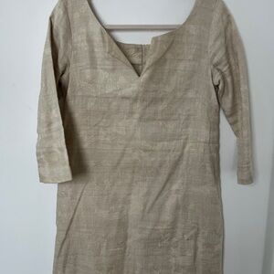 J Crew Linen split neck dress